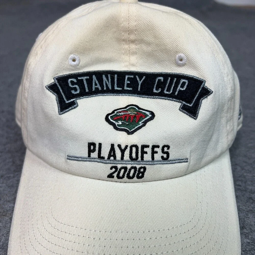 Minnesota Wild Mens Hat‎ Strap Back Beige Playoffs 2008 Cap Hockey NHL Sports ^